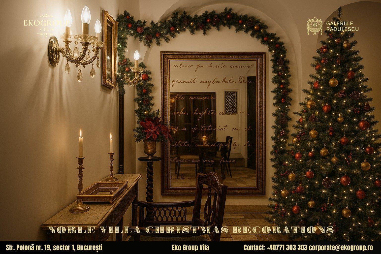 Decoratiuni de Craciun în stil interbelic la Eko Group Vila: Eleganța nobilă a Crăciunului anilor ’30